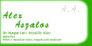 alex aszalos business card